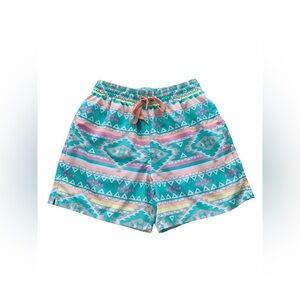 Chubbies Men’s Size Small The En Fuegos Teal Geometric 5.5” Bright Swim Trunks